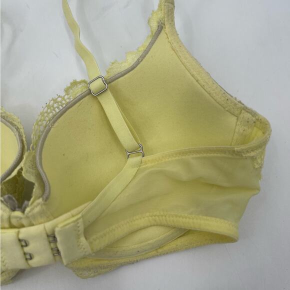 VICTORIA’S SECRET Bra Size 32D Body By Victoria Lined Demi Lace Yellow Lingerie - Picture 8 of 16